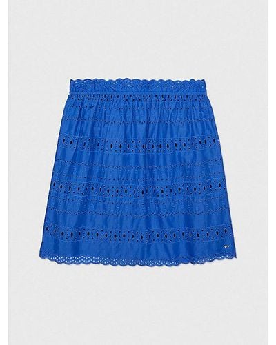 Tommy Hilfiger Adaptive Knielange Rok Met Broderie Anglaise - Blauw