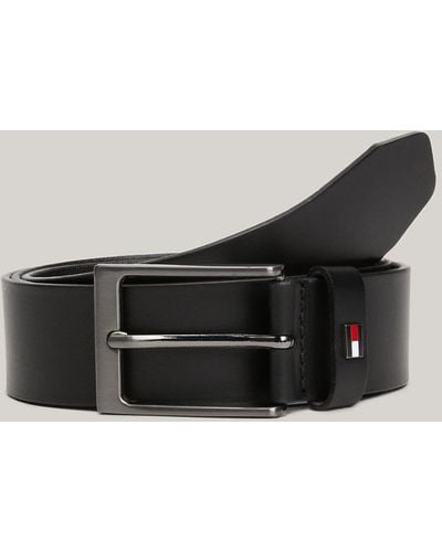 Tommy Hilfiger Ceinture Layton en cuir lisse à drapeau - Neutre