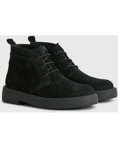Tommy Hilfiger Suede Chunky Sole Lace-up Boots - Black