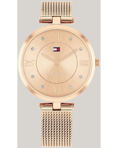 Tommy Hilfiger Ionic Rose Gold-plated Mesh Bracelet Watch - White
