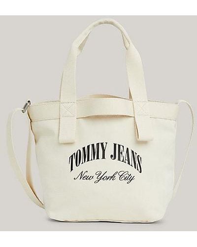 Tommy Hilfiger Kleine Tote-Bag aus Canvas mit NYC-Logo - Weiß