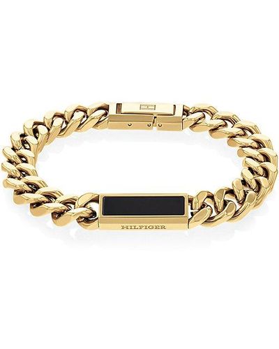 Tommy Hilfiger Vergoldetes Armband mit Onyx und Logo - Mettallic