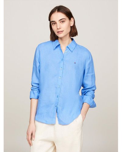 Tommy Hilfiger Linen Relaxed Fit Shirt - Blue