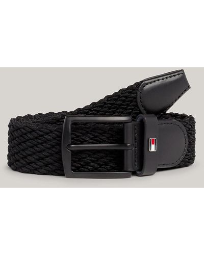 Tommy Hilfiger Denton Stripe Braided Belt - Black