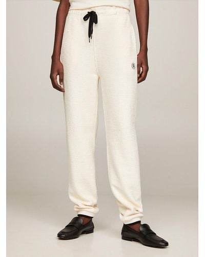 Tommy Hilfiger Th Monogram Textured Tapered Joggers - Natural