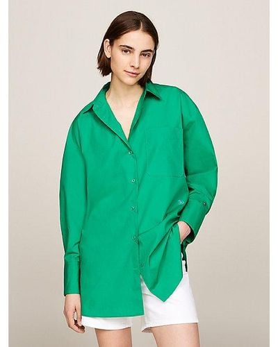 Tommy Hilfiger Camisa oversize Essential TH Monogram - Verde