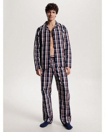 Tommy Hilfiger Global Stripe Langarm-Pyjama - Blau