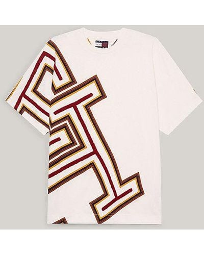 Tommy Hilfiger Tommy X Pendleton Valley Stripe Boxy T-shirt Met Monogram - Naturel