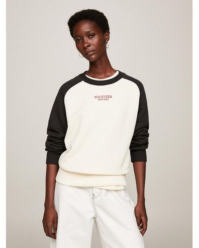 Tommy Hilfiger Hilfiger Monotype Colour-blocked Relaxed Sweatshirt - Natural
