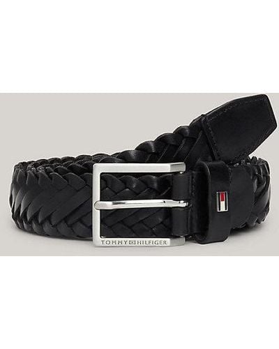 Tommy Hilfiger Cinturón de piel con diseño trenzado - Negro