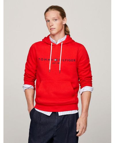 Tommy Hilfiger Sweat à capuche coupe standard à logo brodé - Rouge