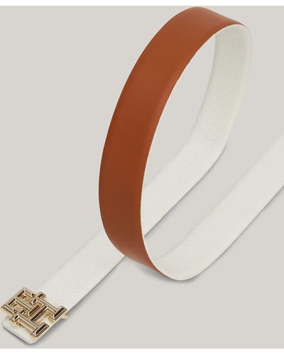 Tommy Hilfiger Embossed Leather Reversible Belt - White