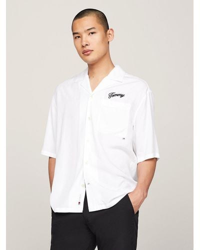 Tommy Hilfiger Oversized Back Logo Short Sleeve Shirt - White