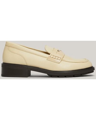 Tommy Hilfiger Half Cleat Utility Leather Penny Loafers - Natural