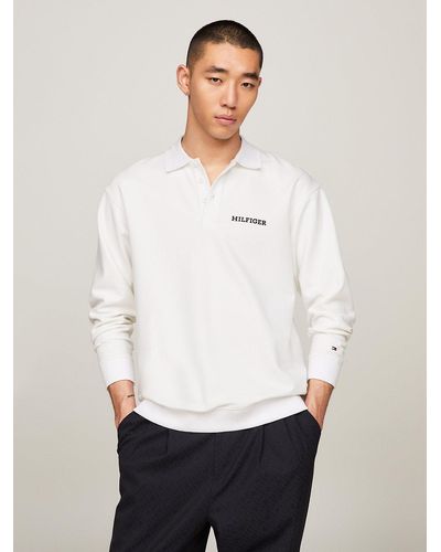 Tommy Hilfiger Hilfiger Monotype Regular Fit Long Sleeve Polo - White