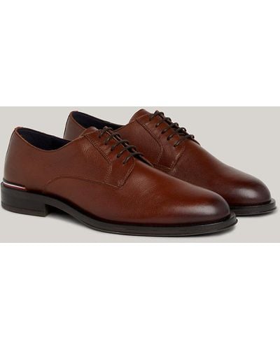 Tommy Hilfiger Signature Leather Derby Shoes - Brown