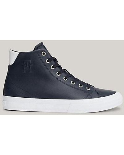 Tommy Hilfiger Essential Hoge Leren Sneaker - Blauw