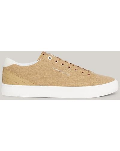 Tommy Hilfiger Essential Canvas Logo Lace-up Trainers - Natural