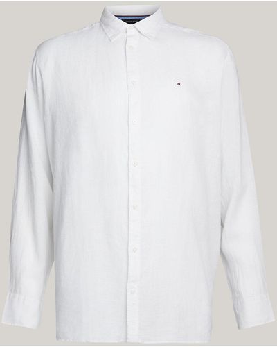 Tommy Hilfiger Plus Pigment Dyed Linen Regular Fit Shirt - White