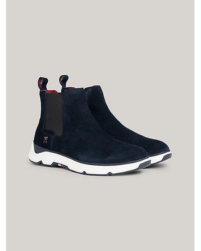 Tommy Hilfiger Premium Hybride Chelsea Boot Van Suède - Blauw