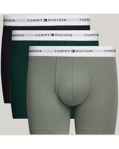 Tommy Hilfiger Lot de 3 boxers emblématiques à logo - Vert