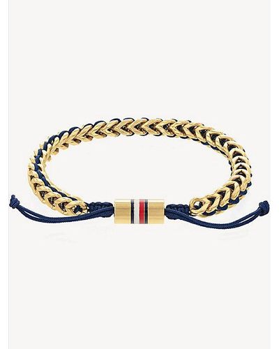 Tommy Hilfiger Donkerblauwe Gevlochten Vergulde Armband - Metallic