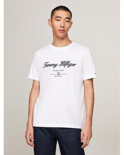 Tommy Hilfiger T-shirt Exclusive en jersey à logo cursive - Blanc