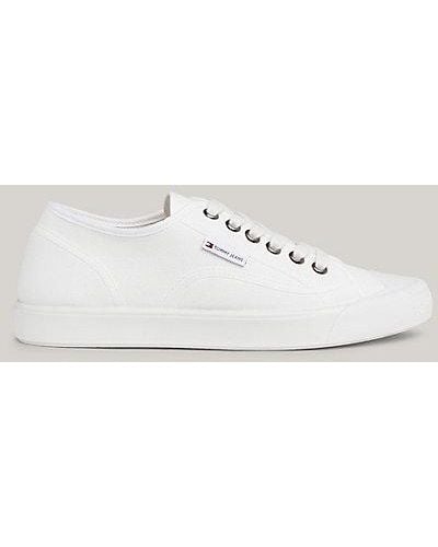 Tommy Hilfiger Sneaker Van Canvas Met Veters - Naturel