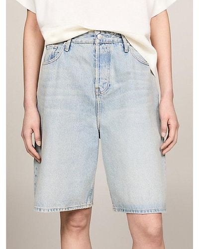 Tommy Hilfiger Oversized Fit Jeans-Shorts mit mittelhohem Bund - Blau