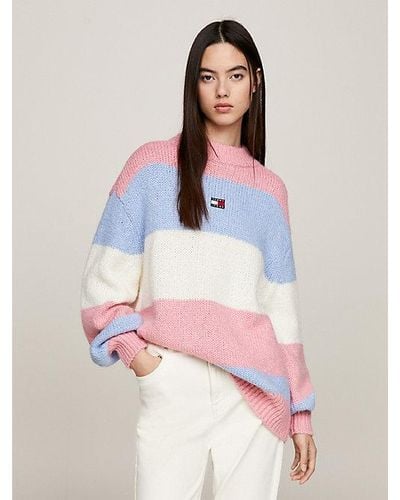 Tommy Hilfiger Oversized Fit Pullover in Color Block - Pink