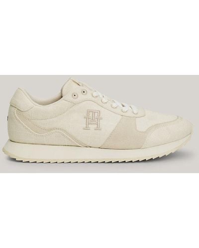 Tommy Hilfiger Embroidery Linen Runner Trainers - Natural