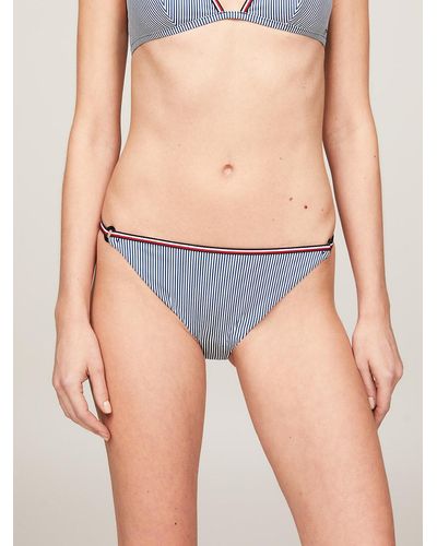 Tommy Hilfiger Global Stripe Print String Bikini Bottoms - Blue