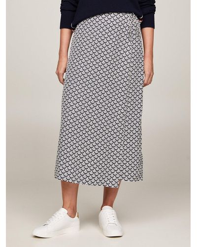 Tommy Hilfiger Jupe portefeuille midi à motif coquilles - Gris