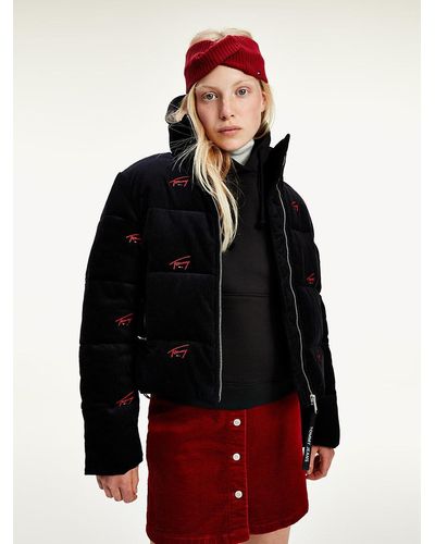 Tommy Hilfiger Relaxed Fit Puffer-Jacke aus Cord - Schwarz