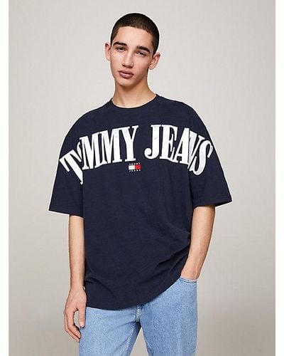 Tommy Hilfiger Oversized T-shirt Met Badge - Blauw