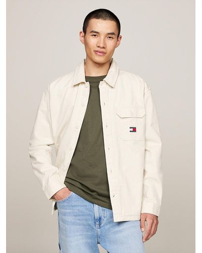 Tommy Hilfiger Essential Badge Casual Fit Overshirt - Natural