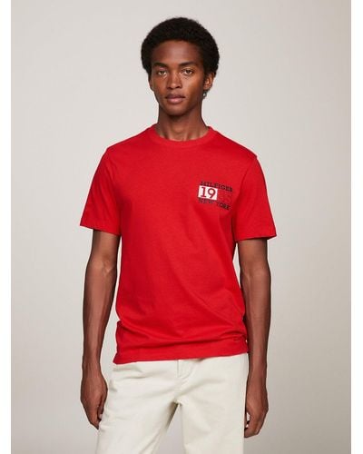 Tommy Hilfiger T-shirt à col ras-du-cou et logo New York - Rouge