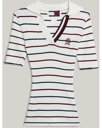 Tommy Hilfiger Crest Global Stripe Short Sleeve Jumper - Multicolour