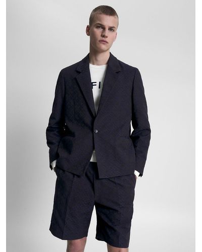 Tommy Hilfiger Blazer oversize en jacquard à monogramme - Bleu