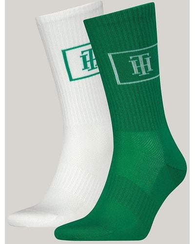 Tommy Hilfiger Lot de 2 paires de chaussettes à empiècement en maille - Vert