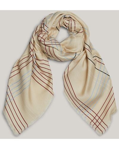 Tommy Hilfiger Corporate Check Square Scarf - Natural