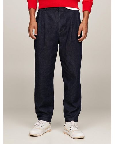 Tommy Hilfiger Denim Pleated Relaxed Fit Chinos - Blue