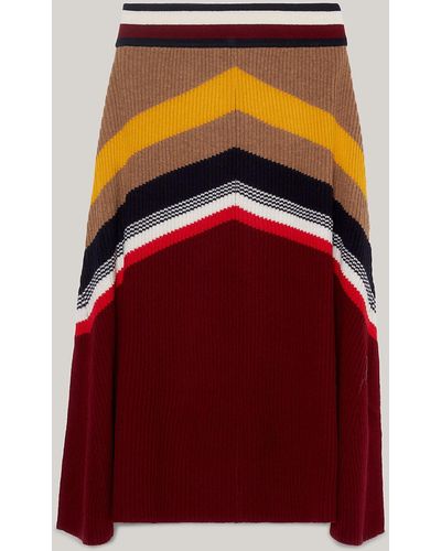 Tommy Hilfiger Tommy X Pendleton Wool Valley Stripe Jumper Skirt - Red