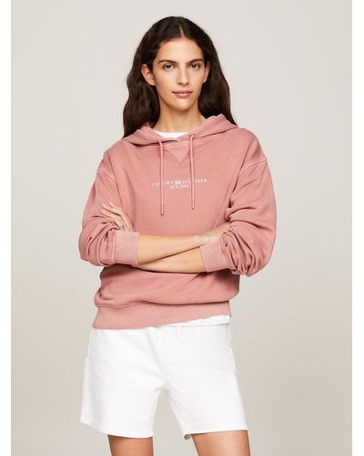 Tommy Hilfiger Signature Tonal Logo Embroidery Hoody - Pink