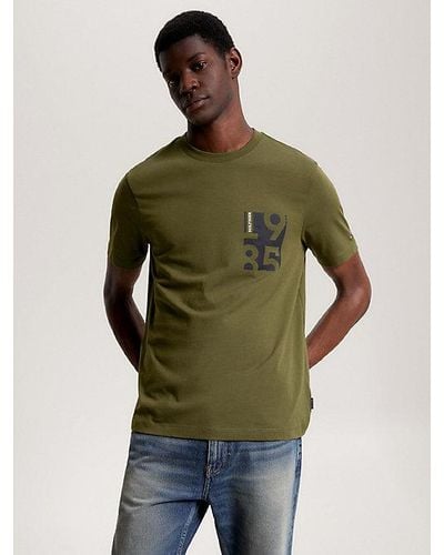 Tommy Hilfiger T-shirt Met Ronde Hals En Logoprint - Groen