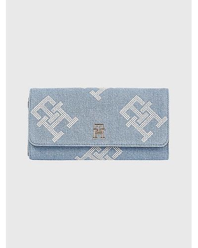 Tommy Hilfiger TH Monogram Iconic große Denim-Brieftasche - Blau