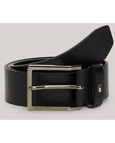 Tommy Hilfiger Cinturón de piel con hebilla y logo metálicos - Negro