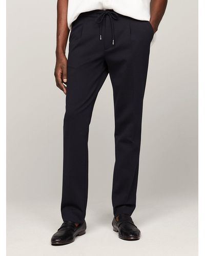 Tommy Hilfiger Pantalon droit Denton à cordon de serrage - Bleu