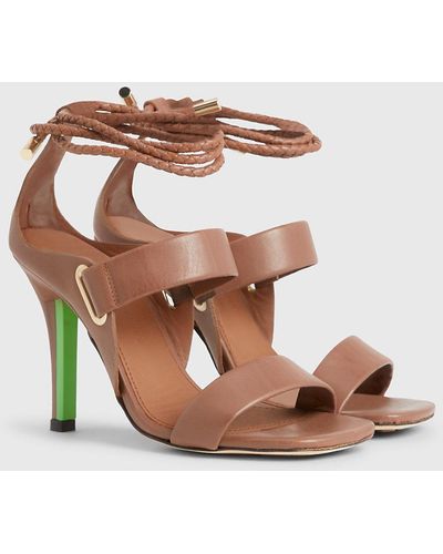 Tommy Hilfiger High Heel Strappy Leather Sandals - Pink