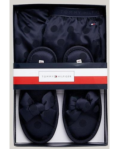 Tommy Hilfiger Set de regalo con pijama corto y zapatillas - Azul